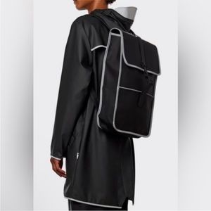 Rains Black Reflective Backpack New with Tags Travel Business Commuter